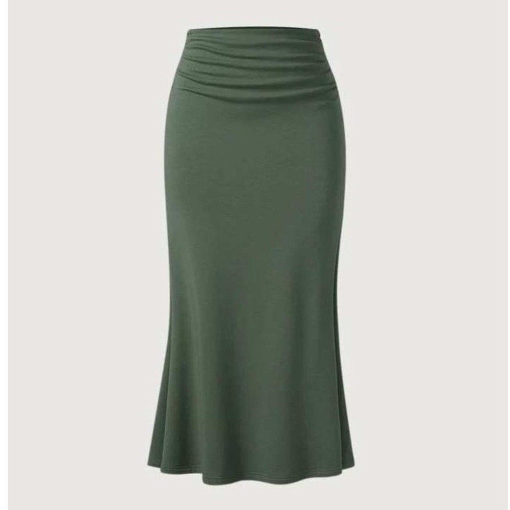 OGL MaxWarm Mermaid Maxi Skirt Women's 2XL Moss Green Modern Minimalist Chic